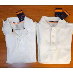 French Toast Boys Short Sleeve 4Pack Pique UNIFORM Polo T-Shirt White - Size M